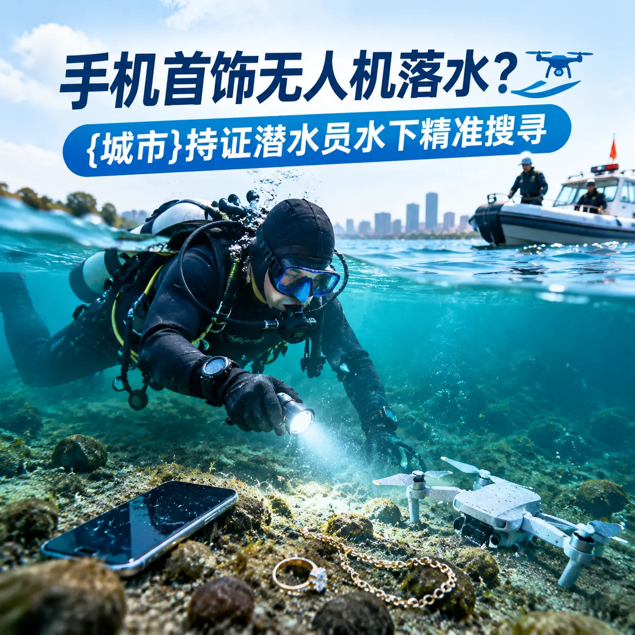 手机首饰无人机落水？安吉持证潜水员水下精准搜寻
